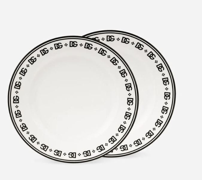 BLK/WHT 2 PIECE DISH SET - D&G0039