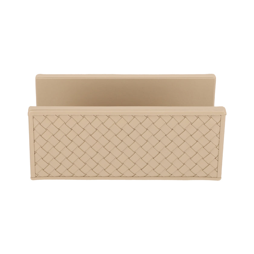 MAIL HOLDER WOVEN LEATHER AVORIO