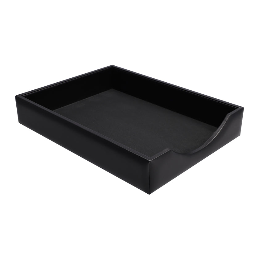 LEATHER PAPER TRAY BLACK Studio D Decor Qa