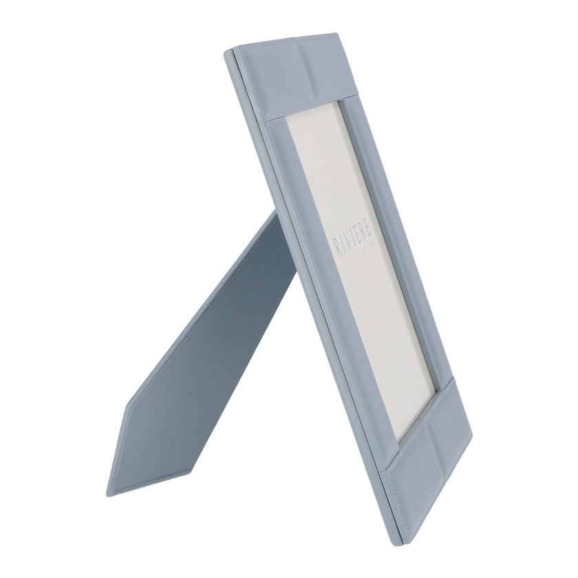 STITCHED PADDED LEATHER FRAME- AZURE