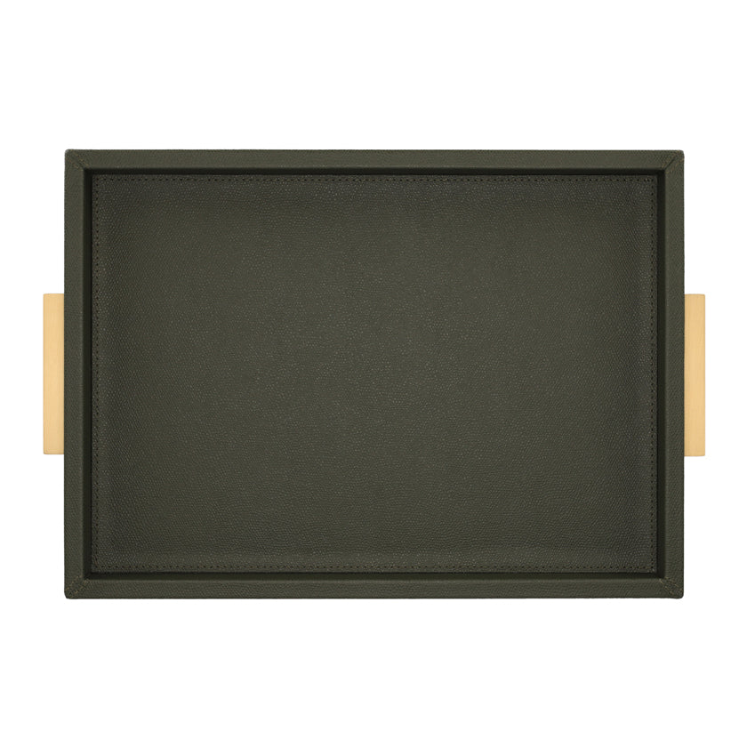 DECO TRAY LARGE PRINTED CALFSKIN GOLF: LODEN GREEN
