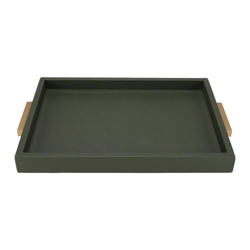 DECO TRAY MEDIUM PRINTED CALFSKIN GOLF: LODEN GREEN