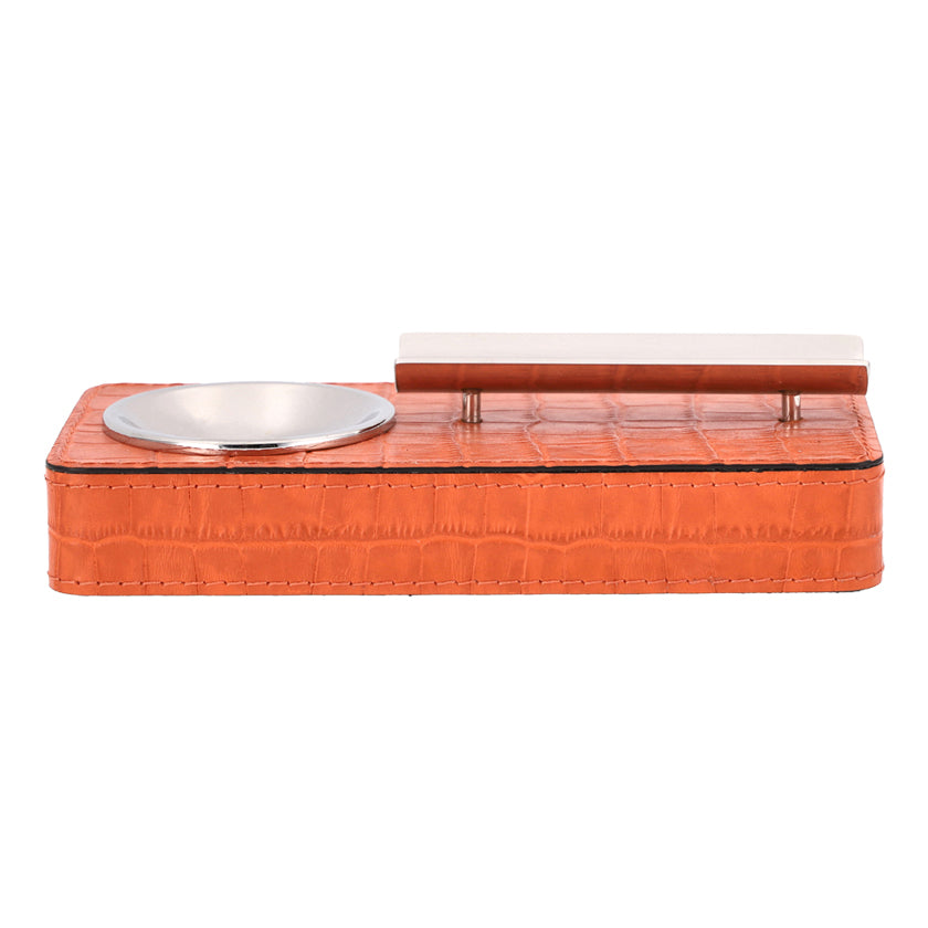 PINAR CIGAR ASHTRAY PRINTED CALFSKIN CROCODILE : MANGO