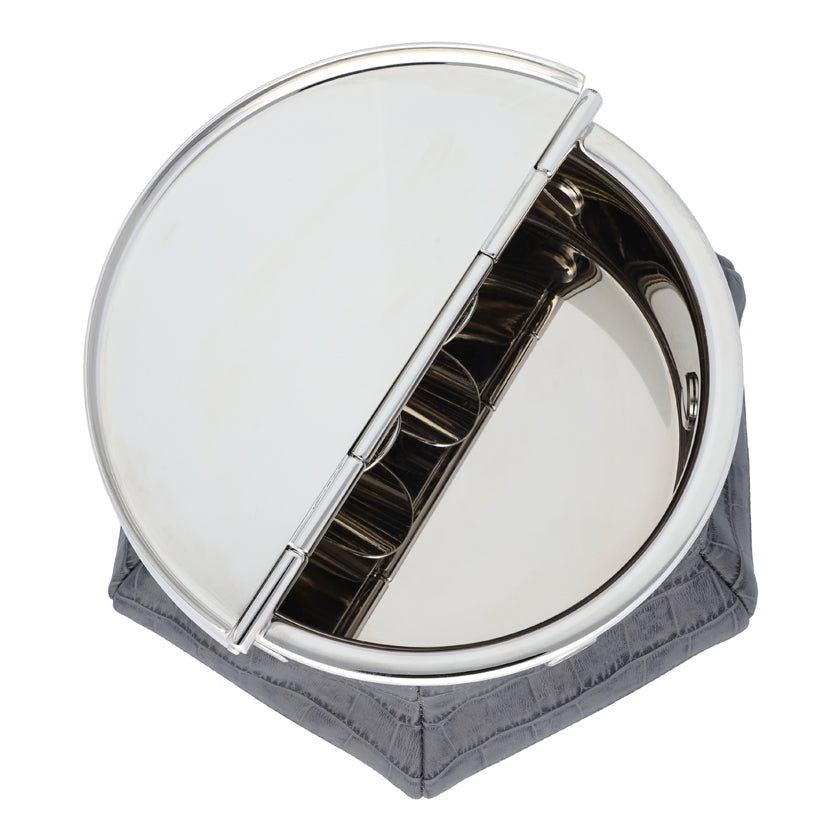 LAURENCE BEAN BAG ASHTRAY PRINTED CALFSKIN CROCODILE : GRAPHITE