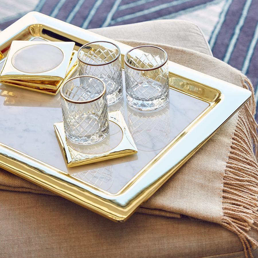 Dual Tray Marble Gold