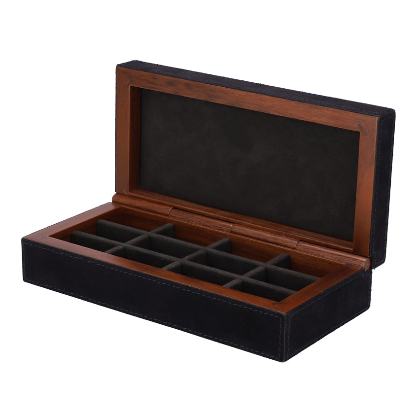 Jeff Cufflinks Box Suede Ocean