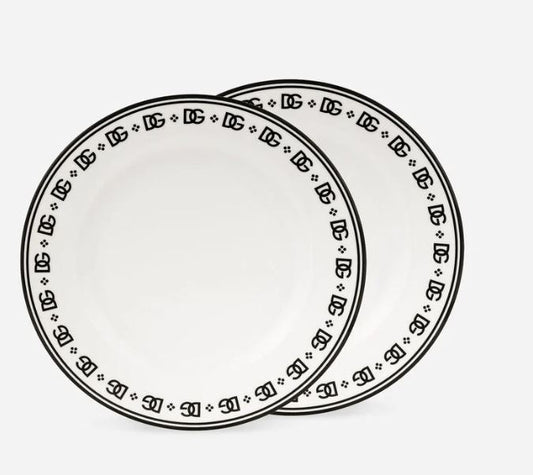 BLK/WHT 2 PIECE DISH SET - D&G0039