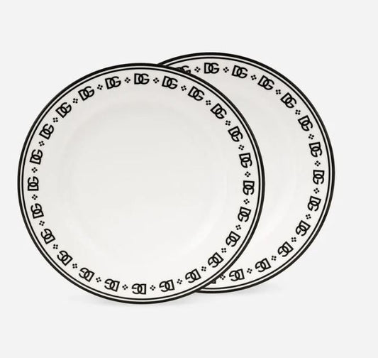 BLK/WHT 2 PIECE DISH SET - D&G0042