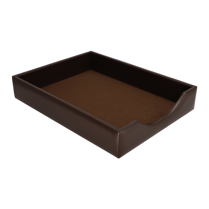 LEATHER PAPER TRAY CHOCO Studio D Decor Qa