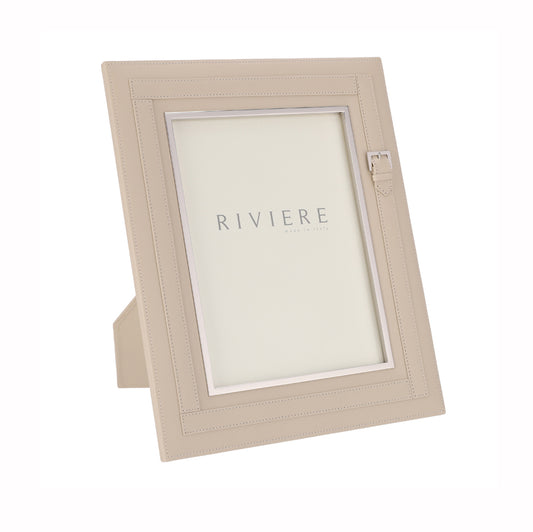 LEATHER FRAME W/ BELT DECORATION 18x24xh.4 - IVORY