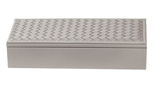 RECTANGULAR BOX HAND-WOVEN LEATHER GREY