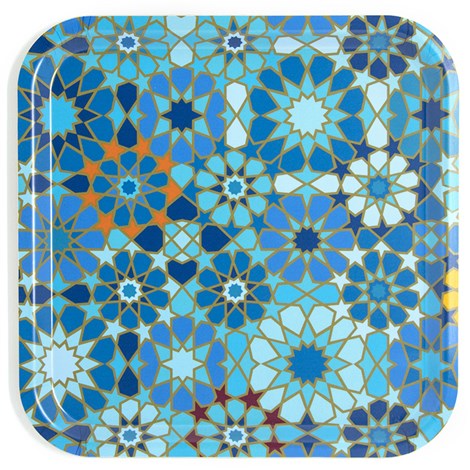 Square Tray Moucharabieh Blue  32 x 32cm