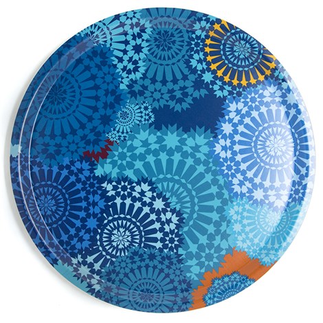 Round Tray Mosaic Blue