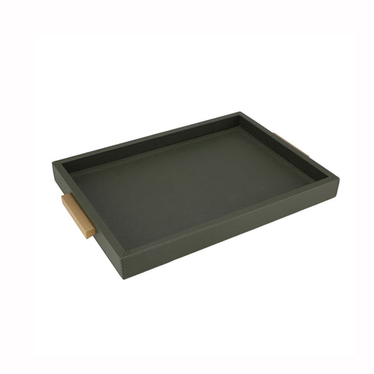 DECO TRAY MEDIUM PRINTED CALFSKIN GOLF: LODEN GREEN