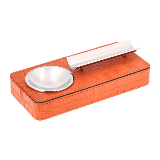 PINAR CIGAR ASHTRAY PRINTED CALFSKIN CROCODILE : MANGO