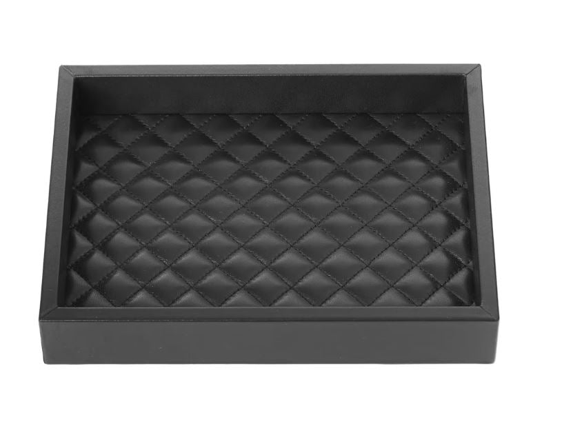 LEATHER PAPER TRAY QUILTED BLACK Studio D Decor Qa