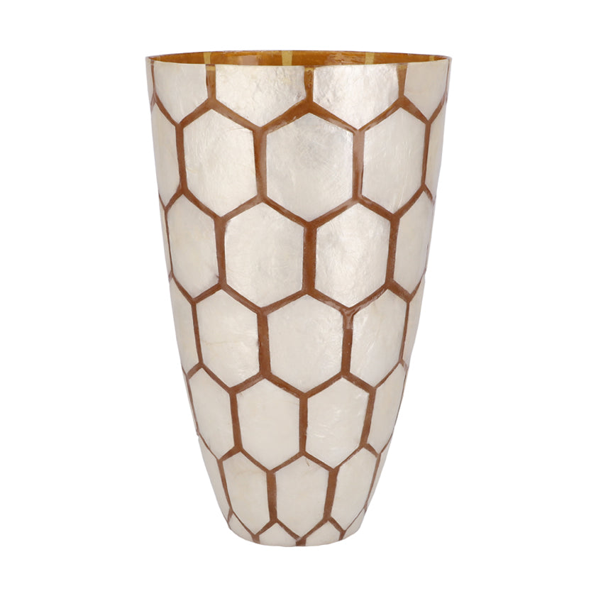 Mother of Pearl Gold White Vase Studio D Decor Qa
